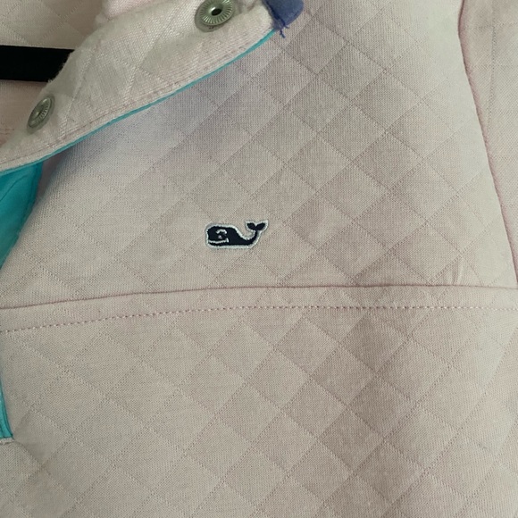 Vineyard Vines Light Pink Quilted Pullover with Aqua Trim - Picture 3 of 3
